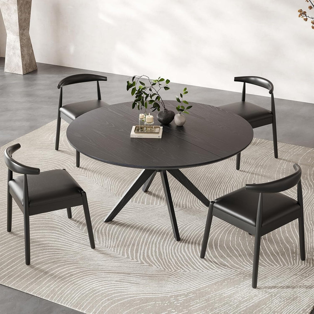 Soohow 47.2" Solid Wood Round Dining Table for 4-6 People with Intersect...