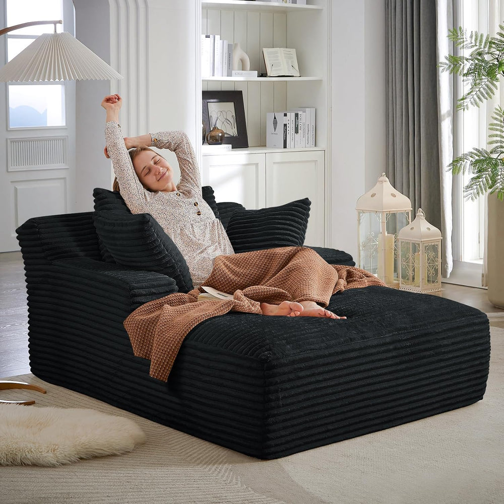 Oversized Chaise Lounge Chair Indoor,50" W Upholstered Corduroy Sofa wit...