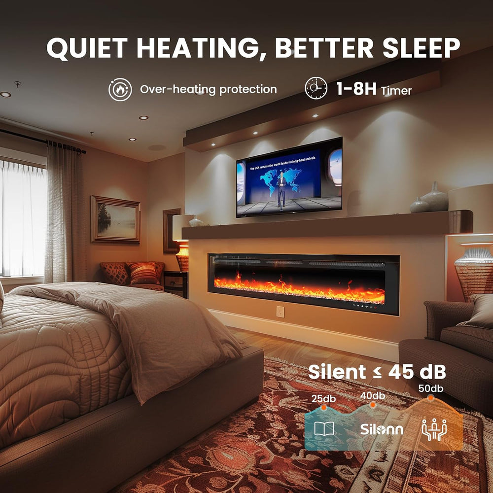 Silonn 60″Smart Electric Fireplace Heater with App & Remote Control, 4777...
