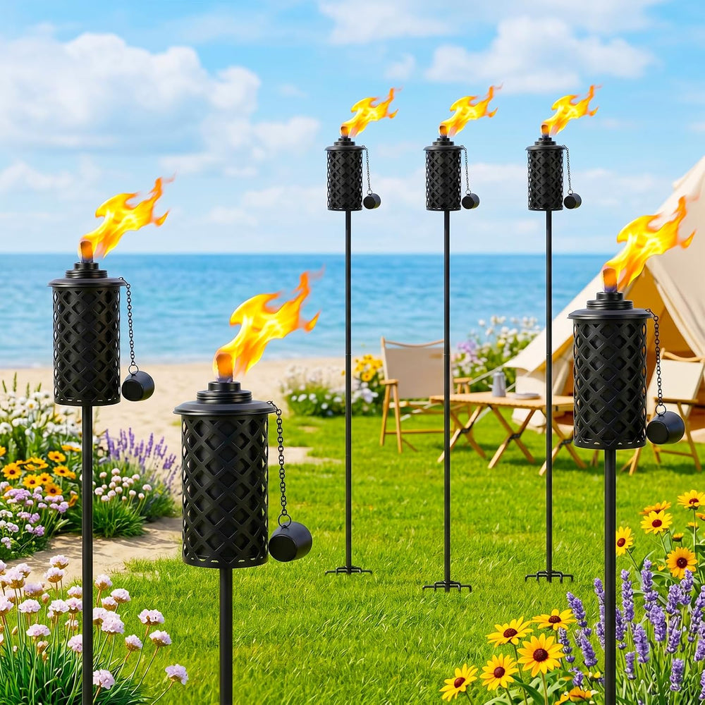 4 Pack Garden Torch, 16oz Outdoor Citronella Torches, 58-Inch Upgraded Citron...