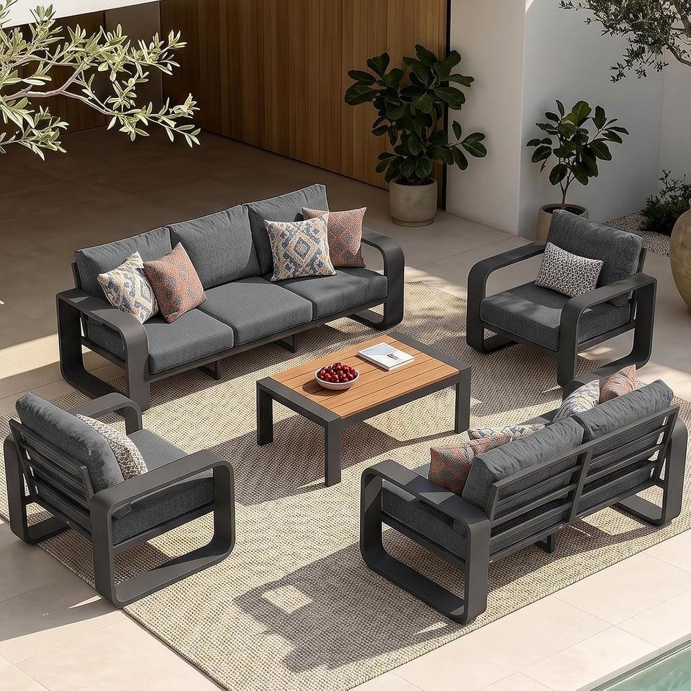 Oversized Aluminum Outdoor Furniture Set, Extra Large Patio Furniture Sofa Se...