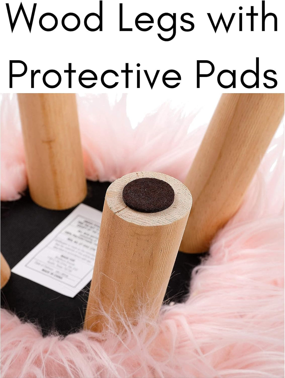 BIRDROCK HOME Faux Fur Foot Stool Ottoman – Upholstered Vanity Chair w/Natura...