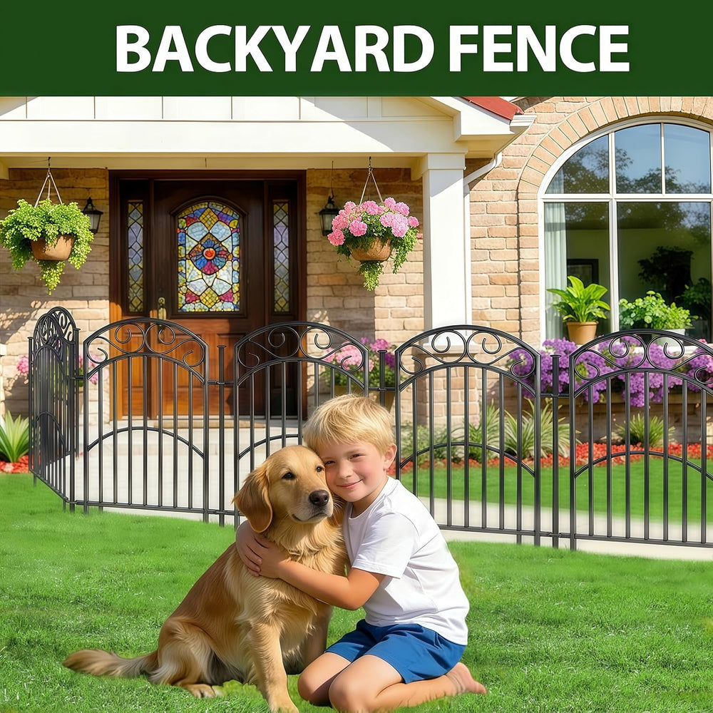 5 Panel 32in Decorative Garden Fence, 11ft No Dig Metal Border