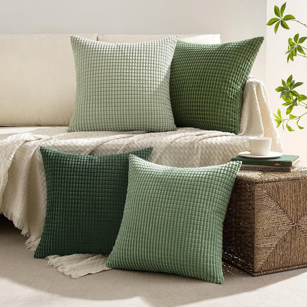 MIULEE Boho Euro Decorative Pillow Covers 24x24 Inch Set of 4 Forest Green