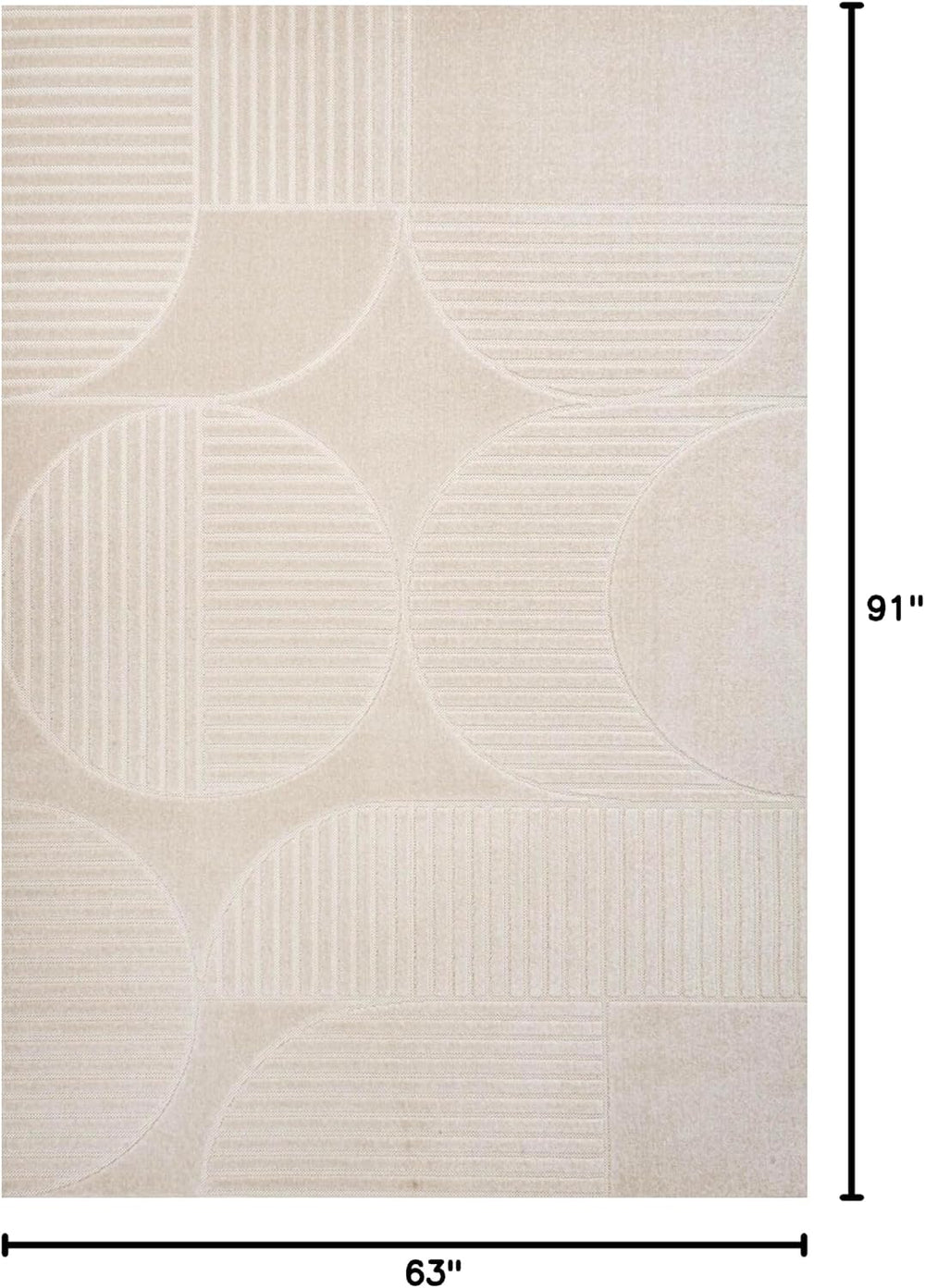 JONATHAN Y Nordby High-Low Arch Striped Ivory/Cream Indoor/Outdoor Area Rug, ...