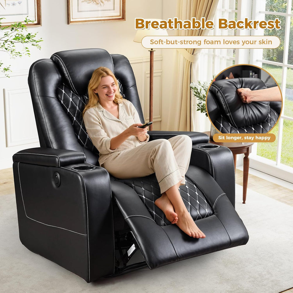 ANJ Power Recliner Chair Set of 3, Electric Soft Faux Leather Reclining Home ...