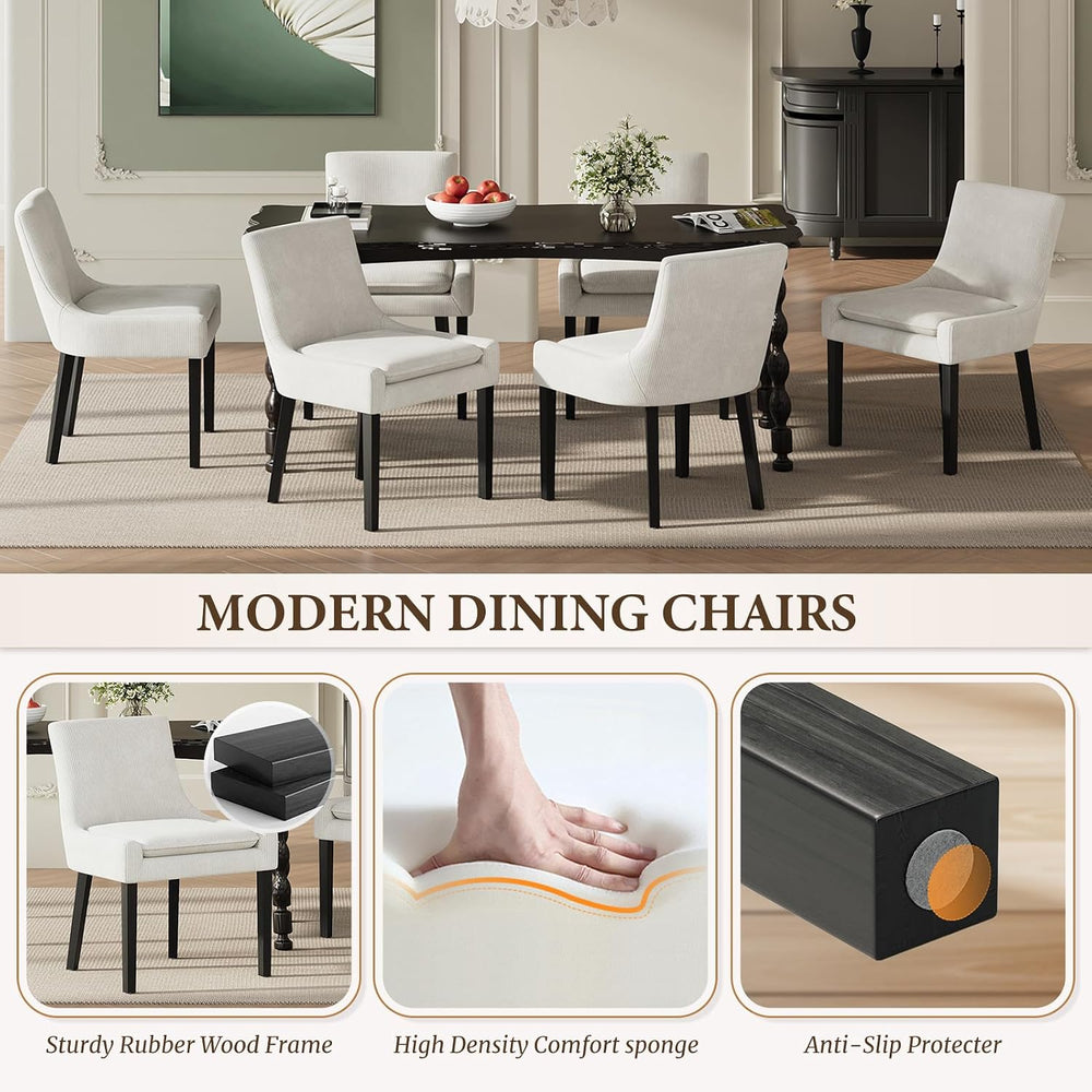 MALOL Dining Chairs Set of 4, Upholstered Corduroy Dining Room Chair with Woo...