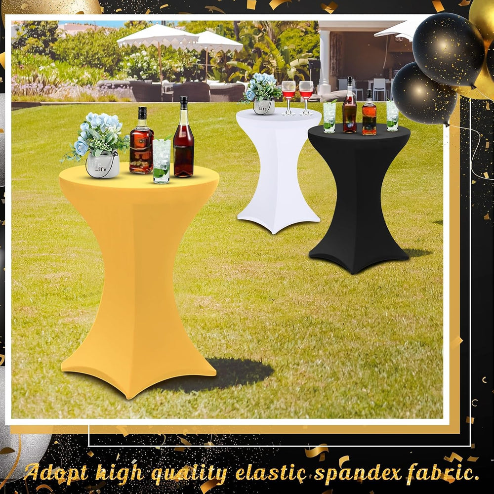 Preboun 6 Pack Cocktail Tablecloth, 32 x 43 Inch, Black White Gold