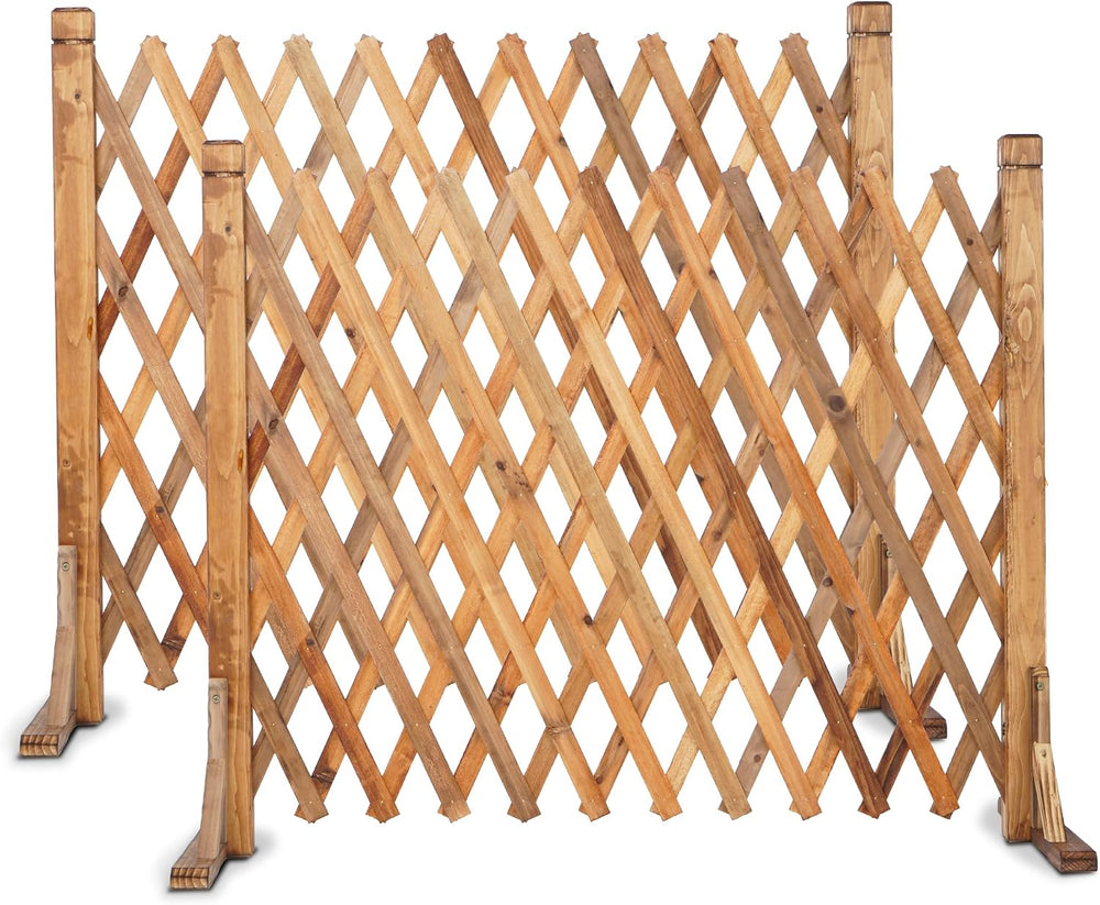 MYOYAY 2PCS Expandable Instant Fence Retractable Wooden Fence Wooden Pet Gate...