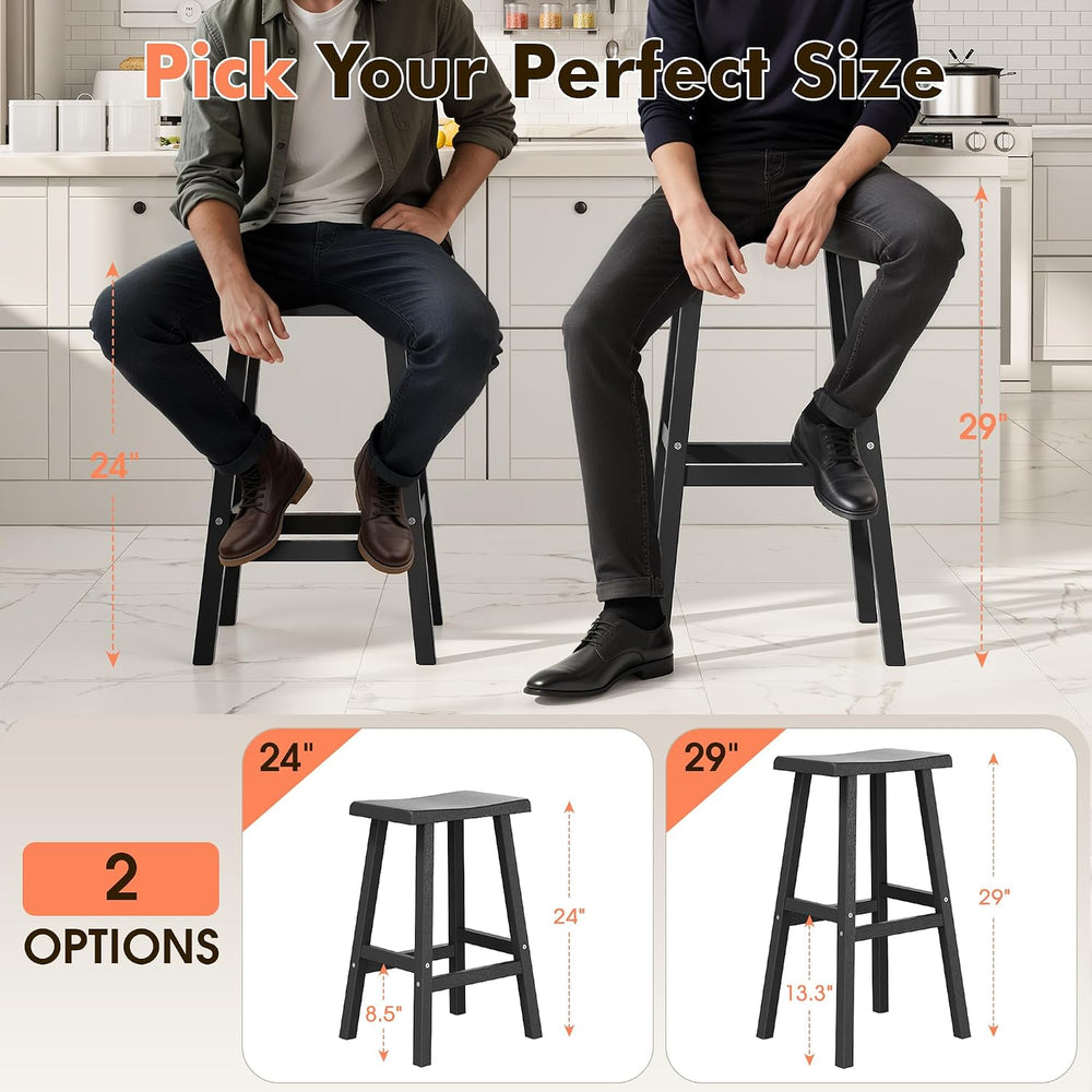 NUNU LAB Polywood Saddle-Seat Counter Height Bar Stools for Kitchen Island wi...