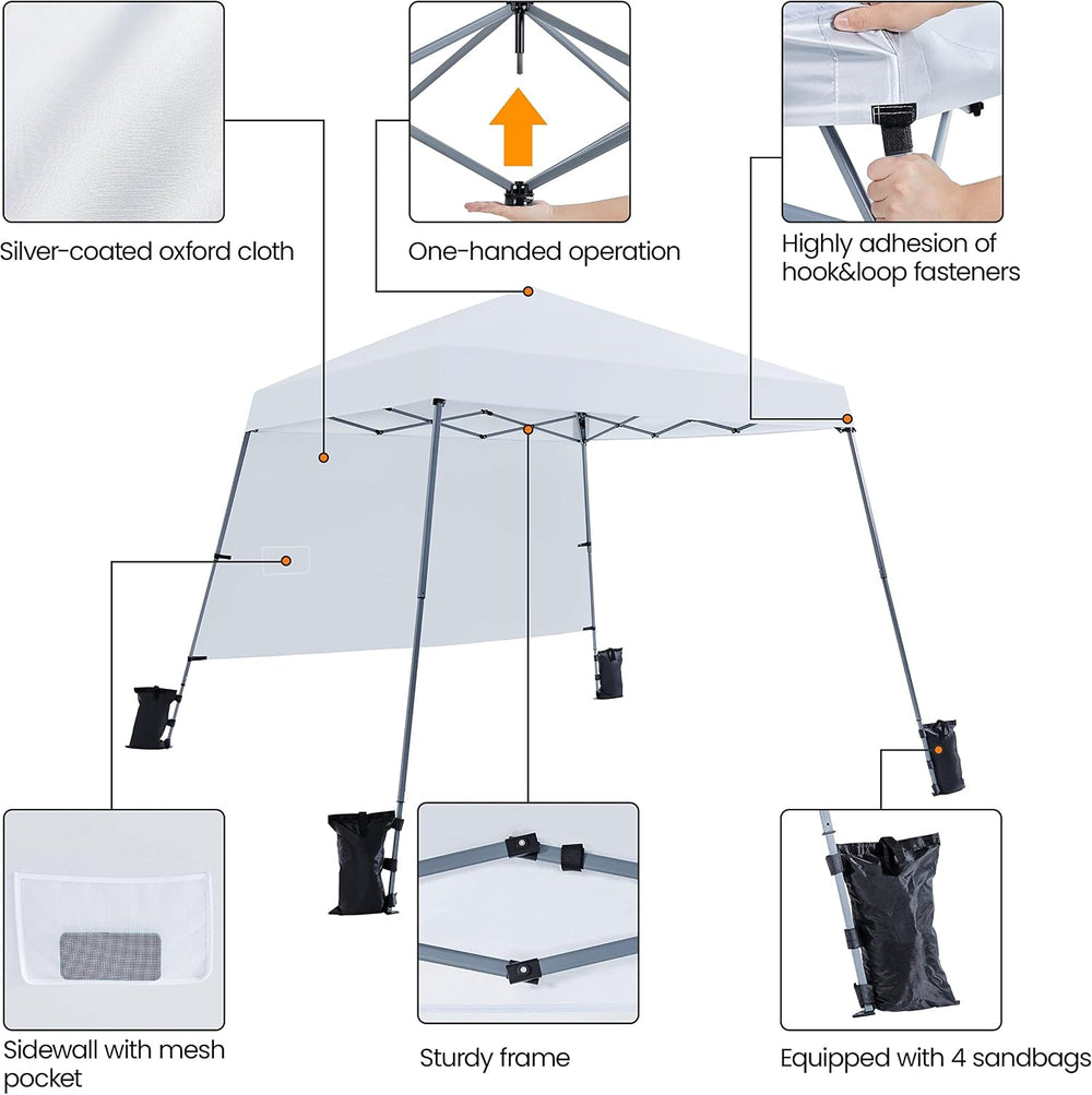 Yaheetech Slant Leg Pop Up Canopy 10x10 Base w/1 Sidewall White