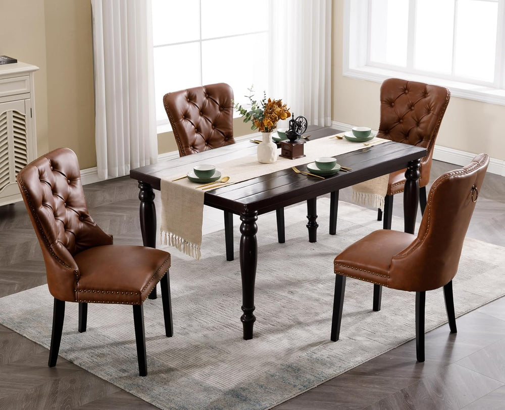 EALSON Modern Dining Chairs Set of 4 Mid Century Leather Dining Room Chairs w...