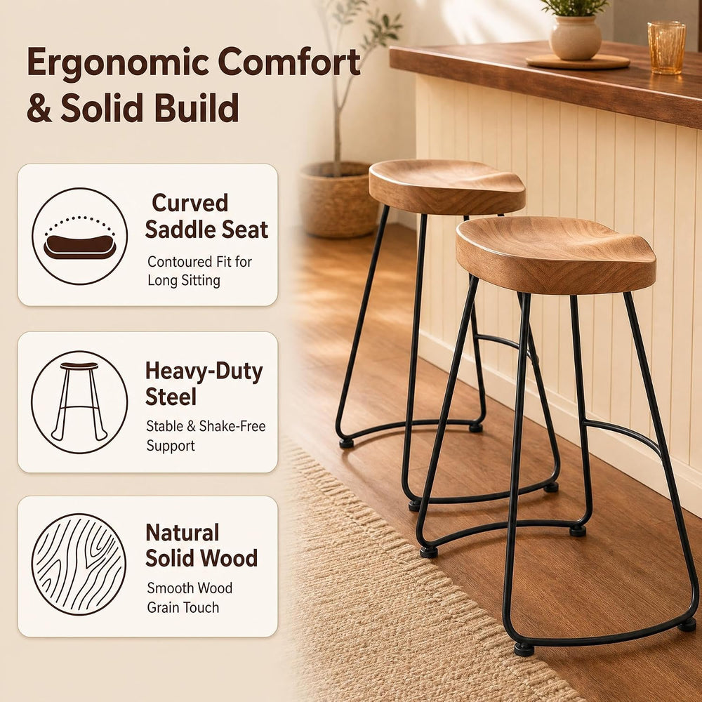 Set of 2 American Elegant Retro Country Style Bar Chair, Modern Fashion Simpl...
