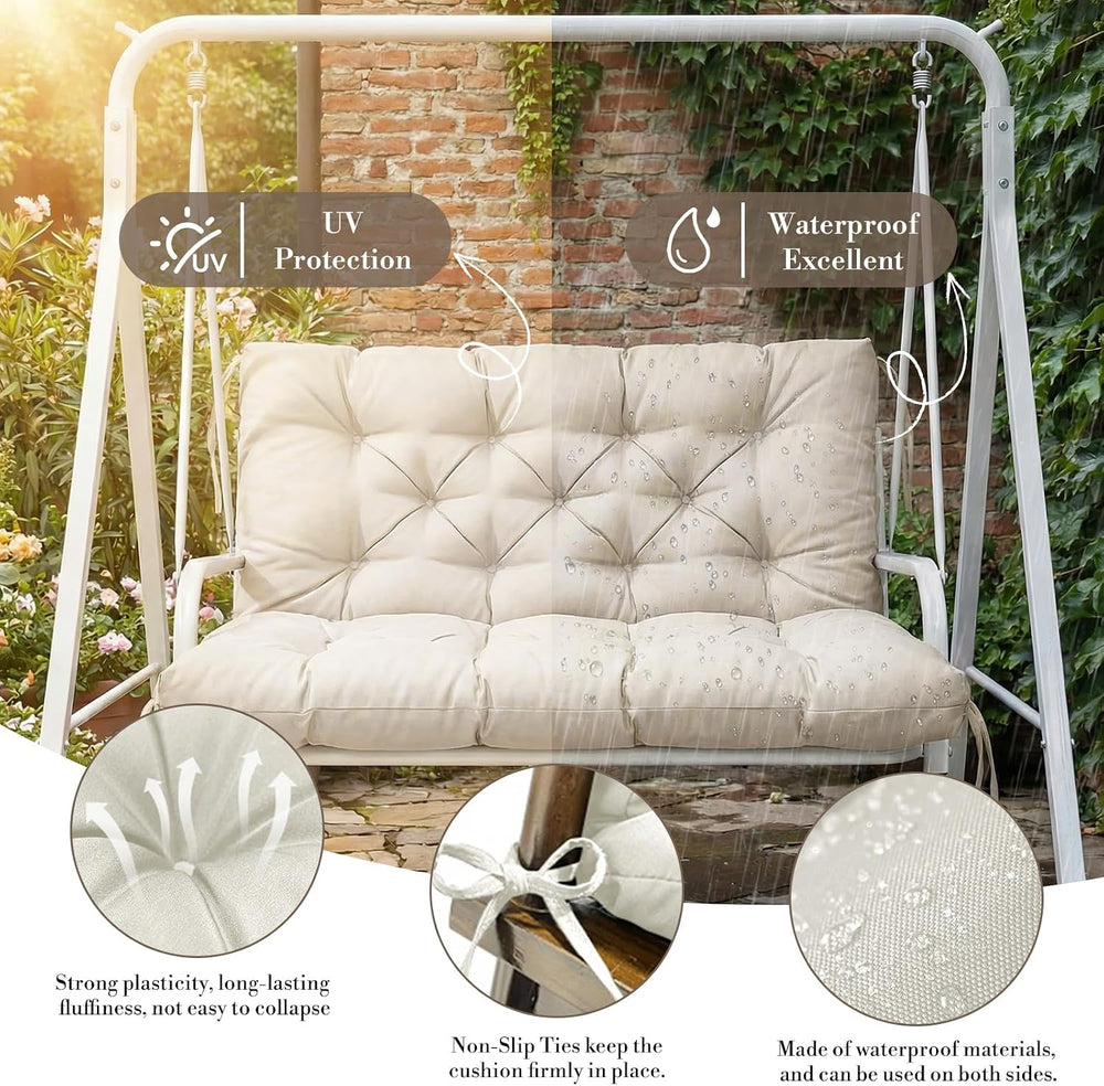 Outdoor/Indoor Swing Replacement Cushion, 2 or 3 Seats Bench Cushions with Ba...