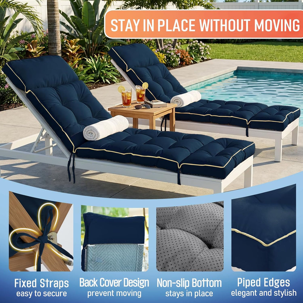 MAGIC ELEPHANT Chaise Lounge Cushion Outdoor, Memory Foam Replacement Patio P...