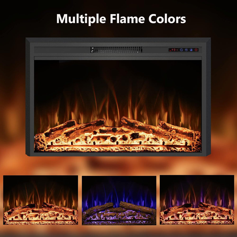 50" Width Electric Fireplace Inserts with Adjustable Flame Colors, Firep...