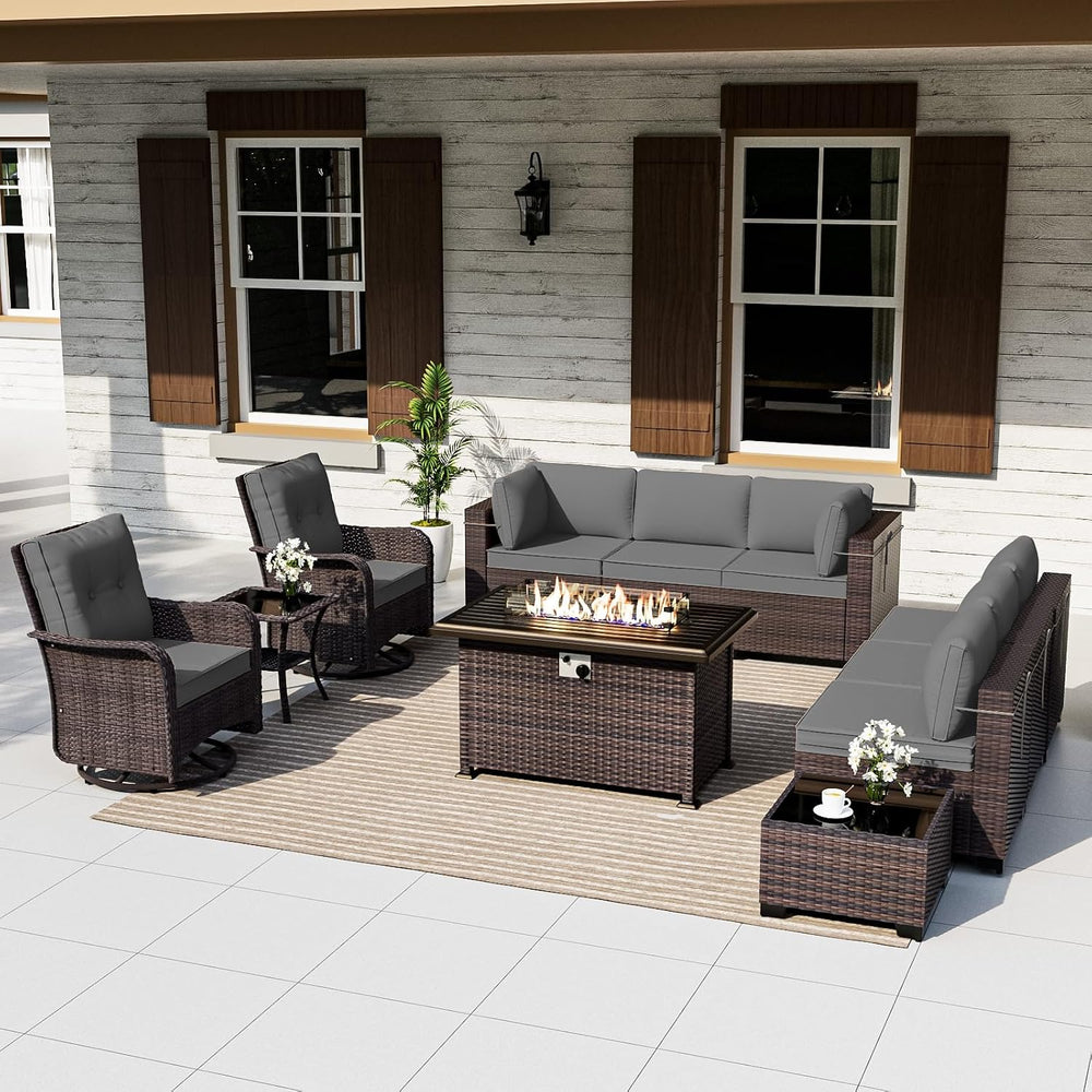 ALAULM Patio Furniture Set with 2 Swivel Chairs, Outdoor Sectional with 55000...