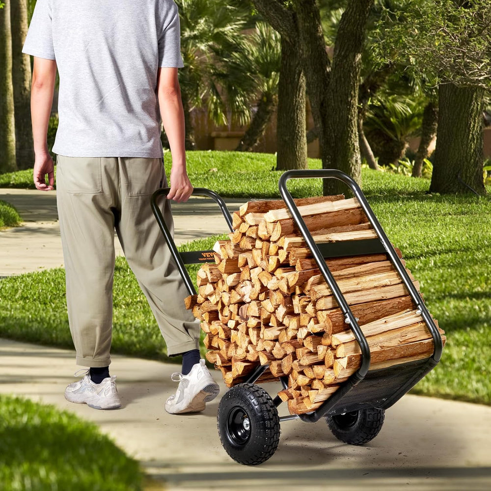 VEVOR Log Cart 250 lbs Load Capacity, Outdoor and Indoor Wood Rack Storage Mo...