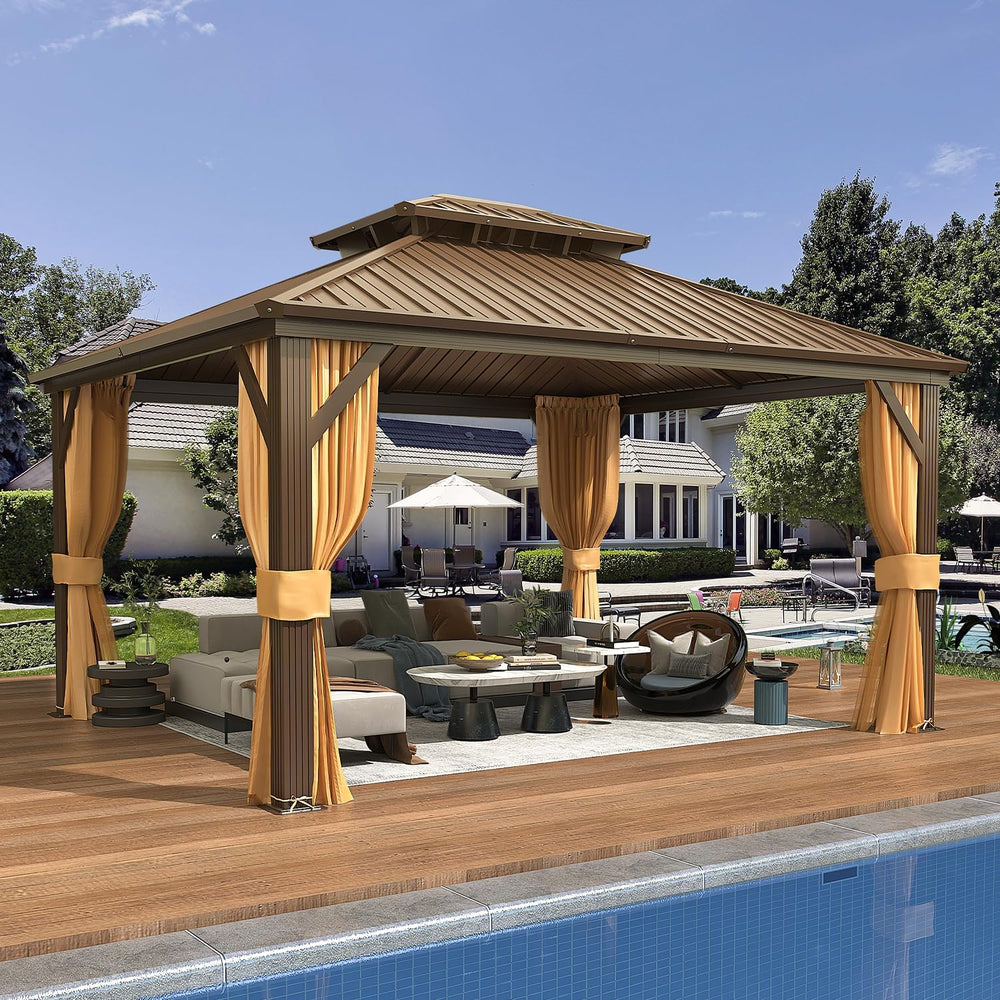 EROMMY 12' x 14' Hardtop Gazebo, Aluminum Frame Gazebos with Galvaniz...