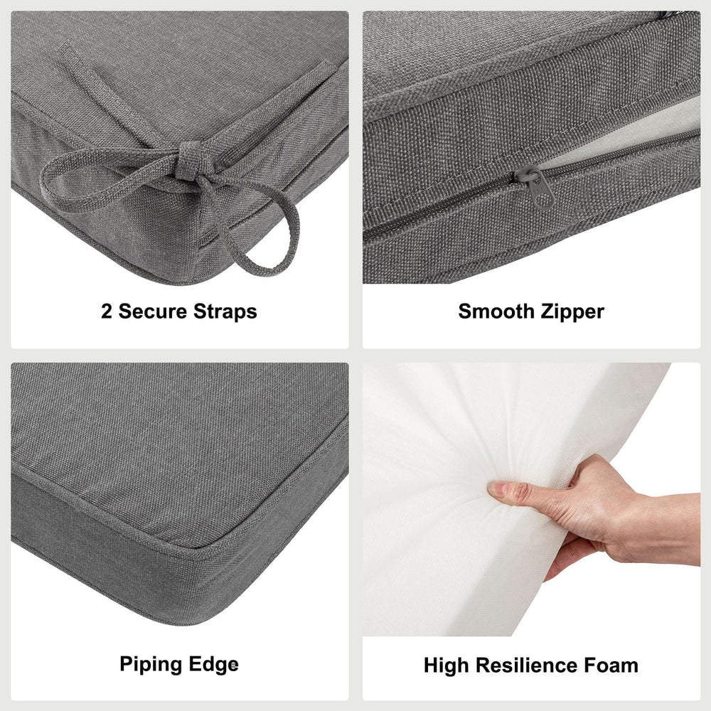 18x18x3 Inch Outdoor Square Corner Chair Cushions with Ties Set of 2, Water&a...