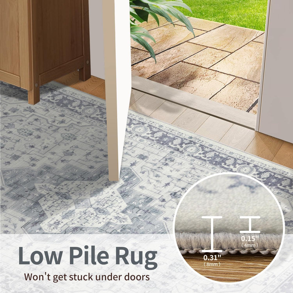 Rugxara 5X7 Washable Area Rug for Living Room, Bedroom,Blue Quartz
