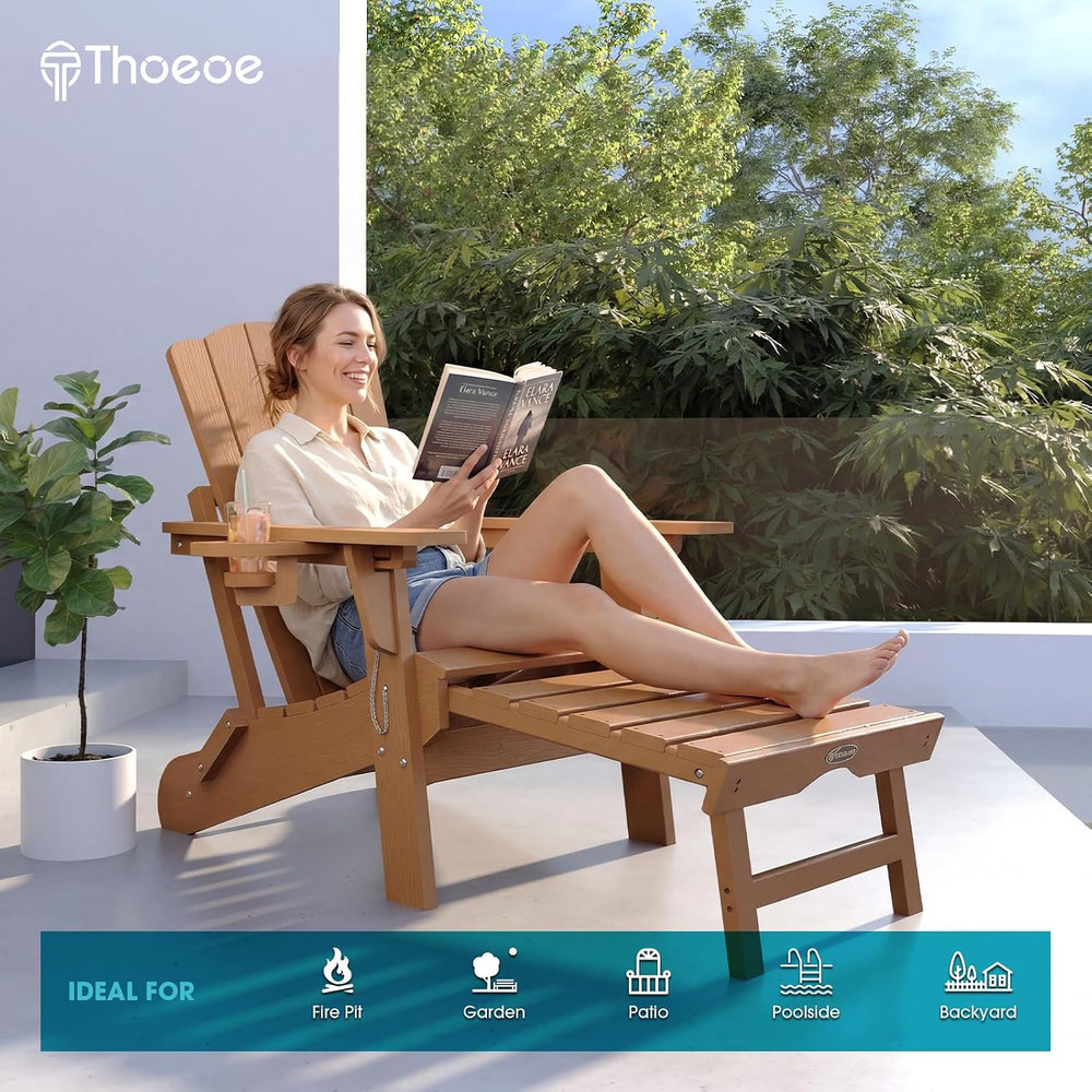 THOEOE Folding Adirondack Chairs Set of 4, Outdoor Patio Fire Pit Chairs
