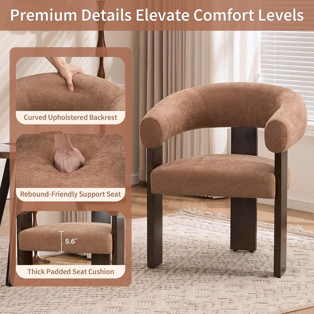 Modern Accent Chair, Barrel Armchair, U-Shaped Backrest, Brown