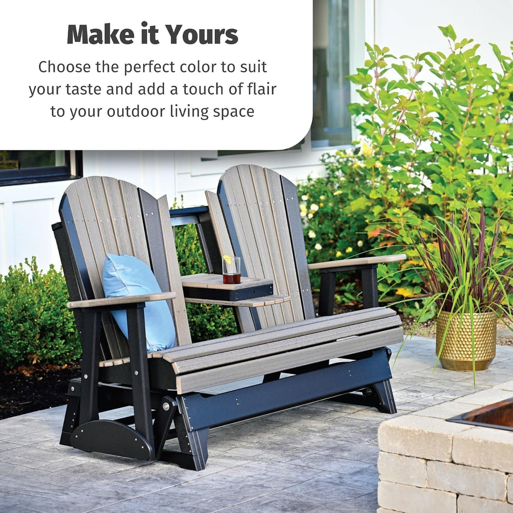 LuxCraft 5' Adirondack Double Glider Bench, 2 Person Outdoor Glider Chair...