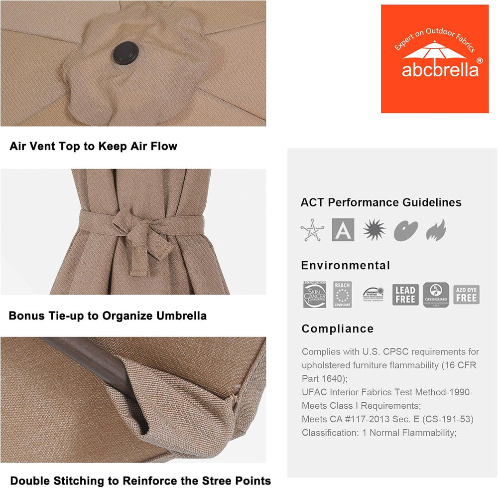 ABCCANOPY OLEFIN® 5-Year No Fade 9FT Patio Replacement Canopy(Light Beige)