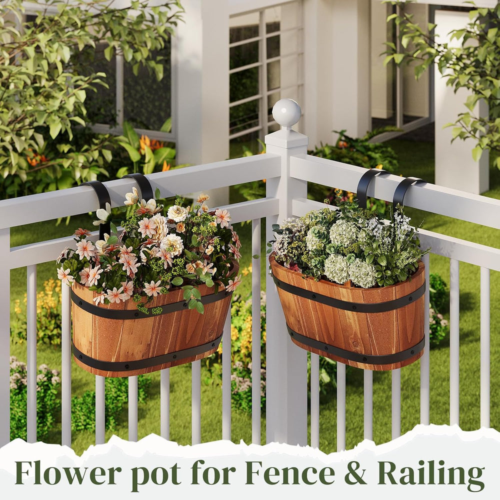 Railing Planters, 2‑Pack Hanging Flower pot, plant window hanger Bucket Pot