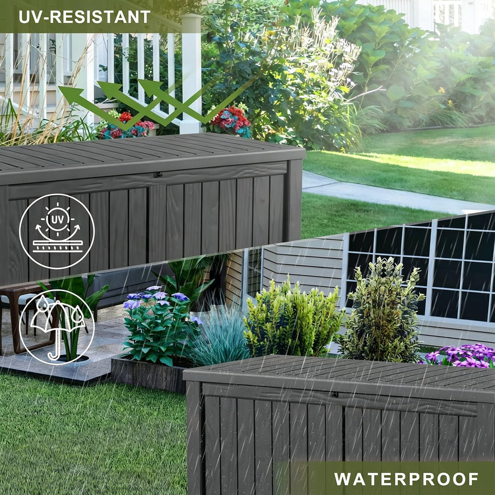 Outdoor Storage Box 150 Gal Waterproof Deck Box Lockable Black