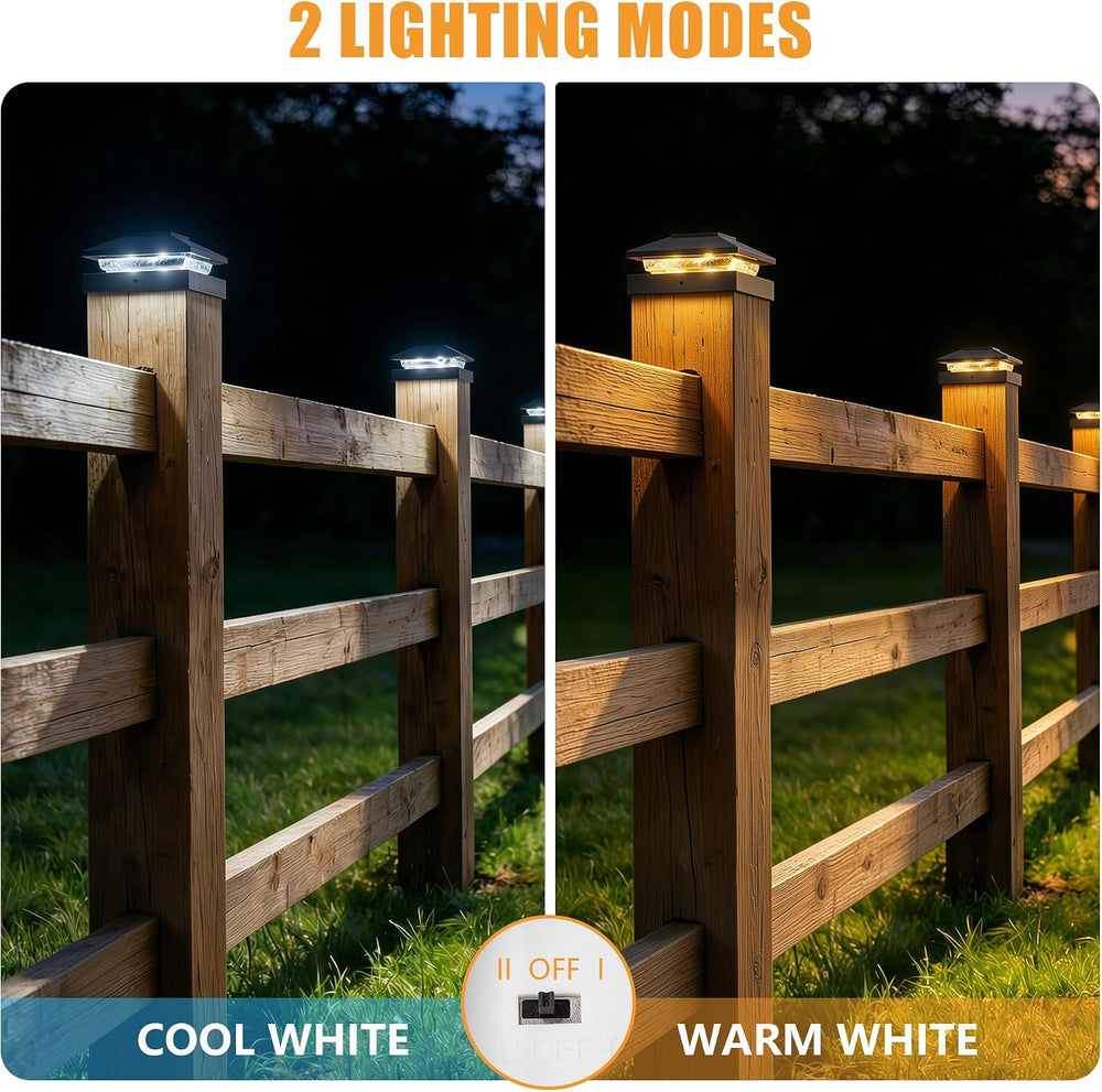 4x4 Solar Post Cap Lights 12-Pack, 16 LED Dual Mode for Wood/Vinyl Posts