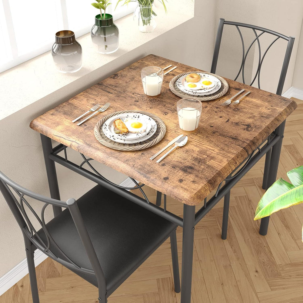 Dining Table Set for 2, Kitchen Table with 2 Upholstered Chairs, Wood 3-Piece...