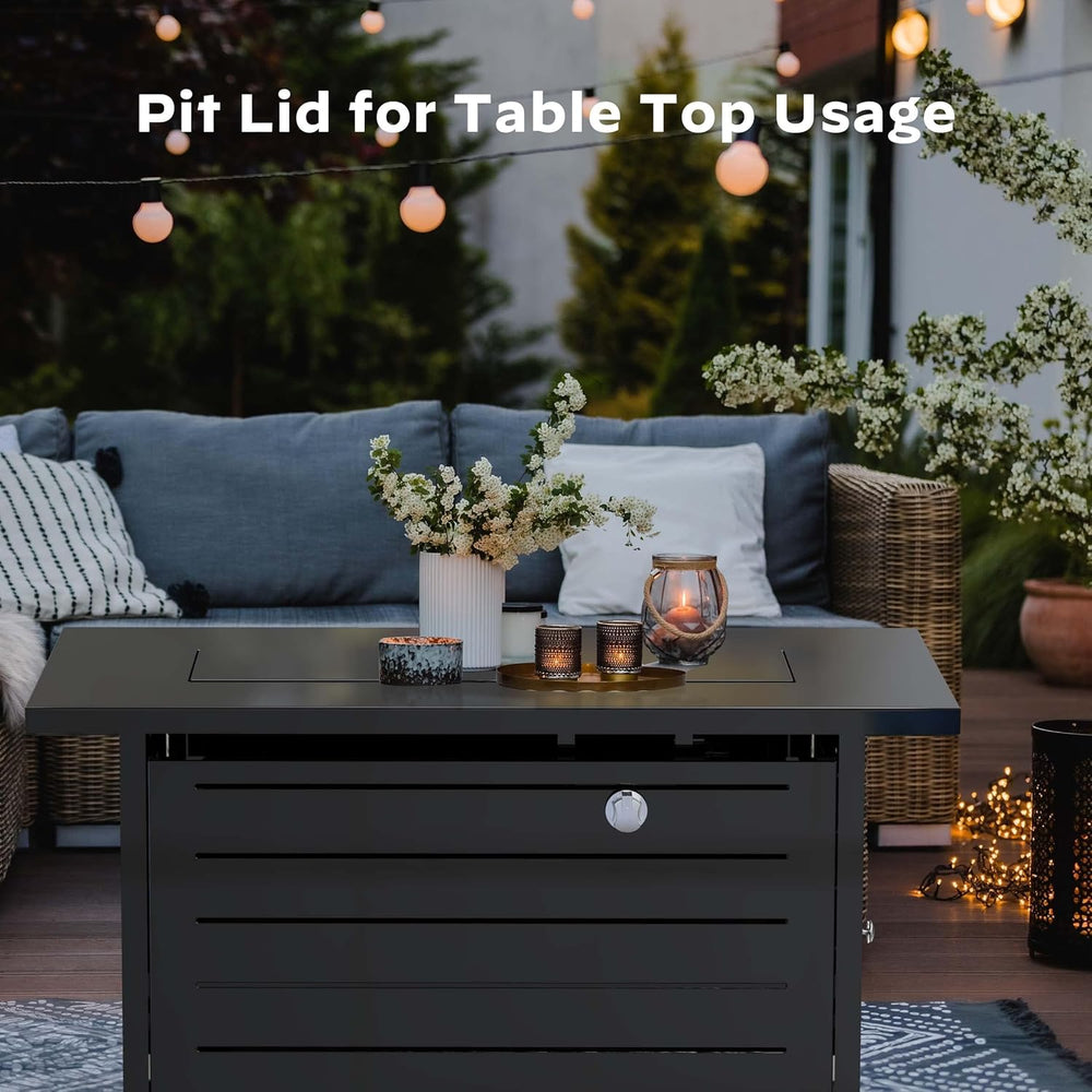 Ciays 42 Inch Gas Fire Pit Table, 60,000 BTU Propane Pits for Outside with St...