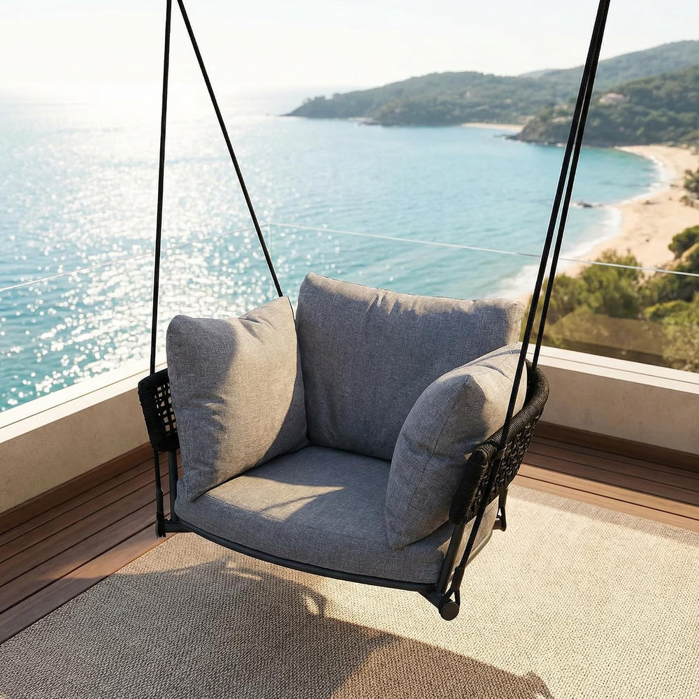 Swing Chair Outdoor, Single Hanging Porch Swing, Ceiling Hanging Chair for Be...