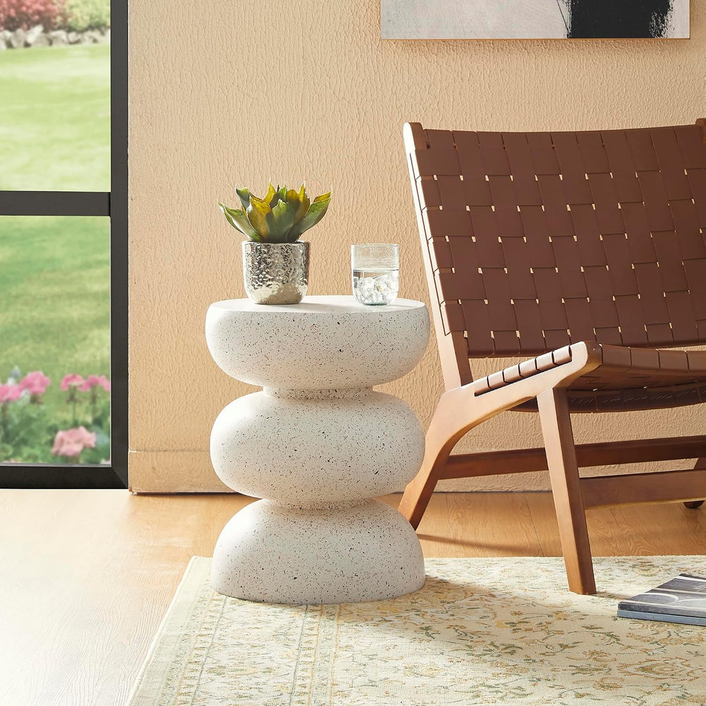 Glitzhome Outdoor Side Table Set of 2, 18" H Decorative Garden Stool MgO...