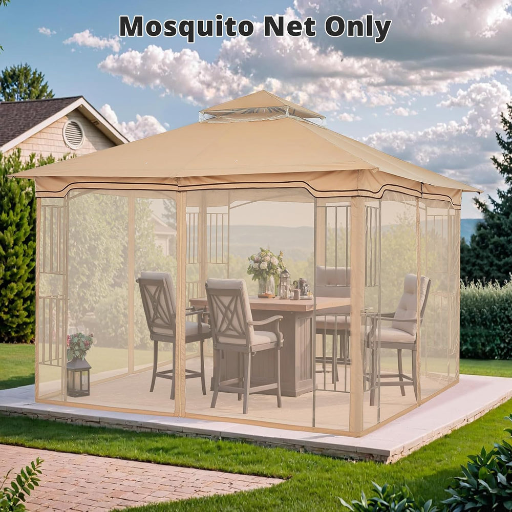MASTERCANOPY Mosquito Screen Walls for Gazebo, 10x10 ft, Beige