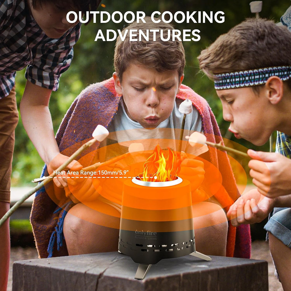 2-in-1 Wood Burning Fire Pit with Pot Rack, 7.8" Tabletop Fireplace, Black