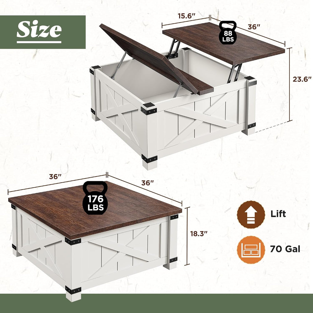 EnHomee Lift Top Coffee Table with Storage, 36" Farmhouse Coffee Tables ...