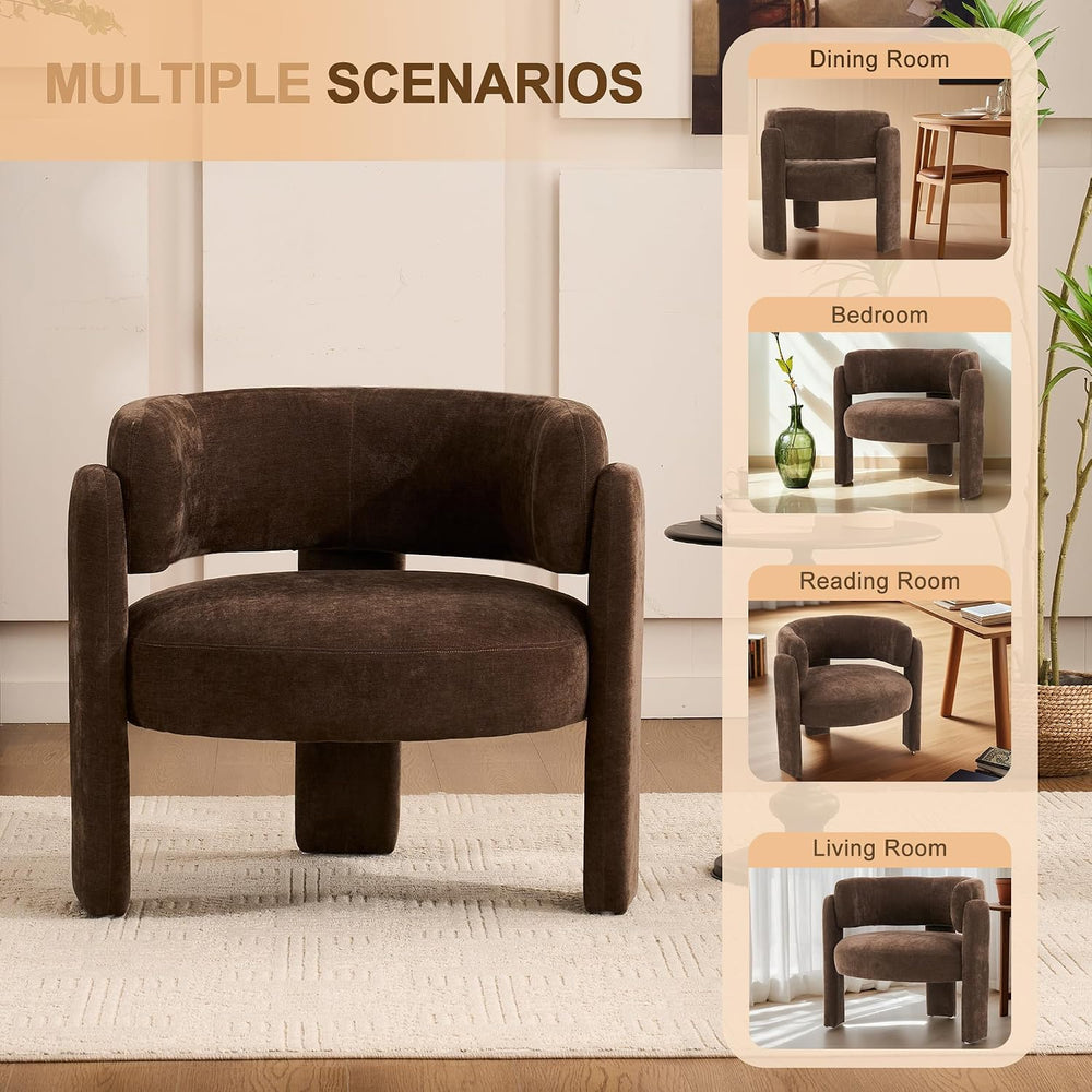 Modern Accent Barrel Chair,Mid Century Single Armchair with Curved Backrest U...