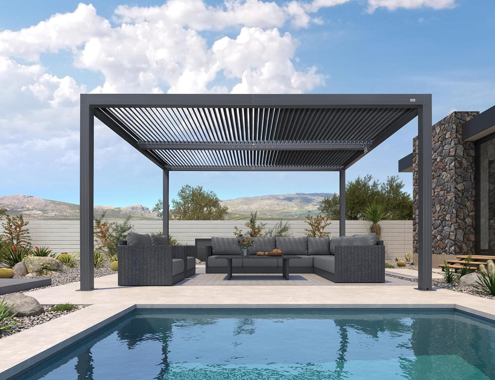 PURPLE LEAF Louvered Pergola 11' x 14' 94AS with Two Adjustable Roof ...