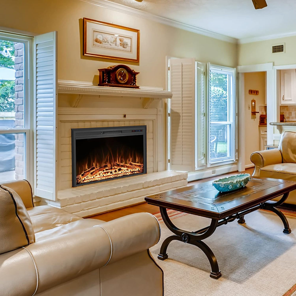 50" Width Electric Fireplace Inserts with Adjustable Flame Colors, Firep...