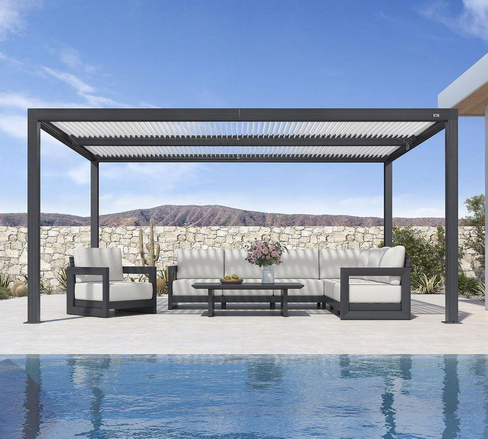 PURPLE LEAF Louvered Pergola 10' x 16' Patio Pergola Hidden Drainage ...