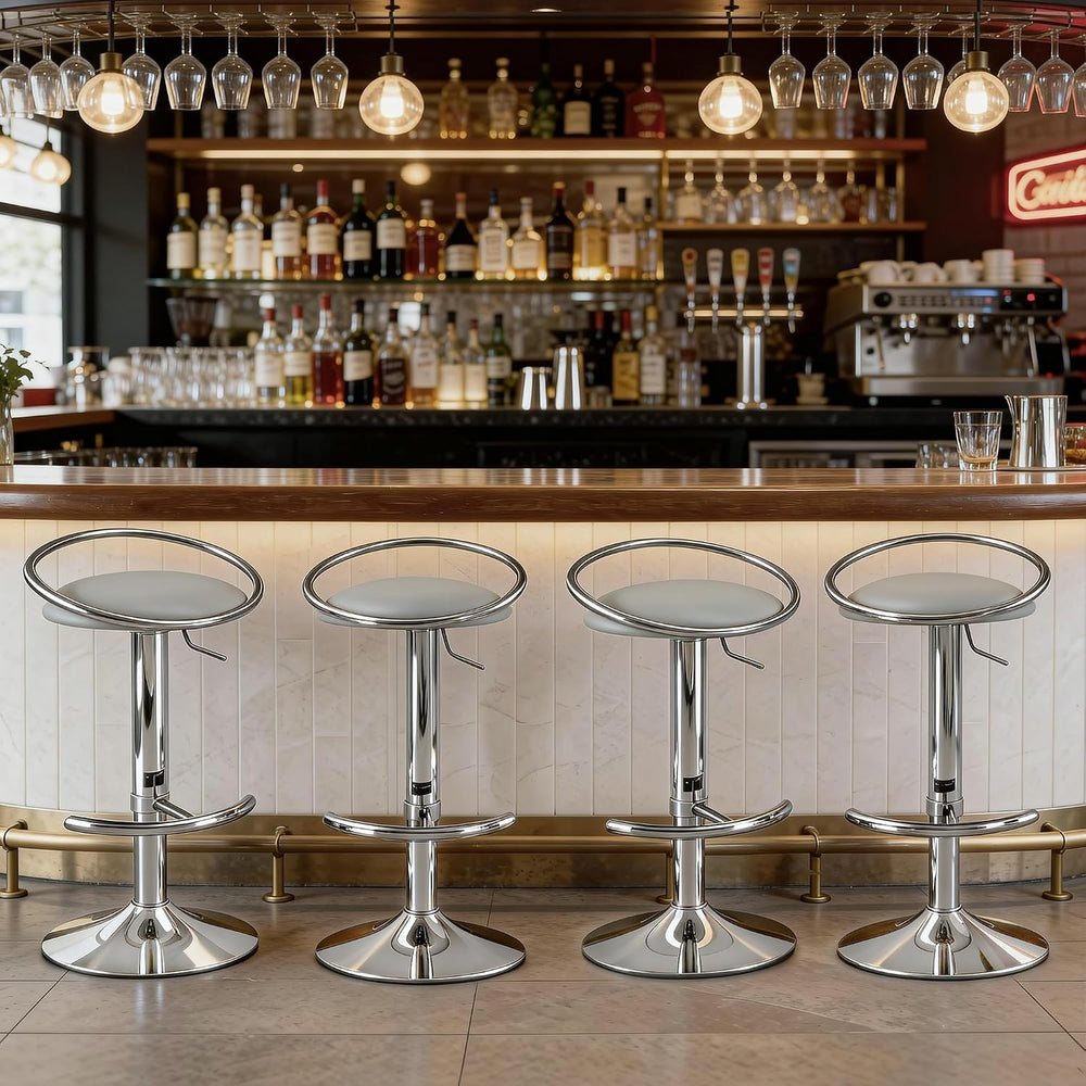 Bar Stools Set of 2, Adjustable Swivel Counter Stools with Upholstered Seat, ...