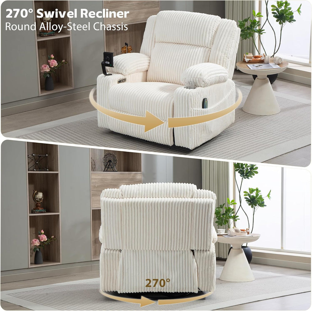 SINCRUMI Power Swivel Rocker Recliner with Dual Motor Adjustable Headrest