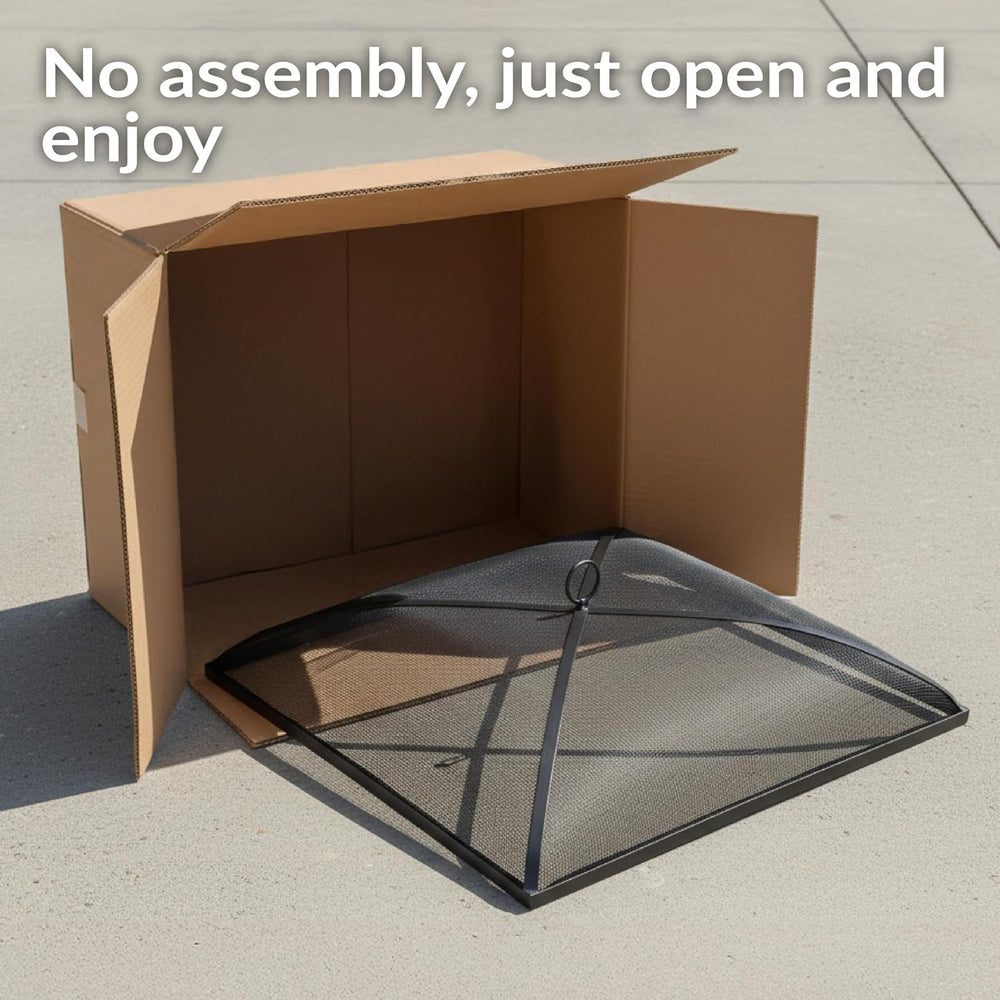 Sunnydaze Heavy Duty Square Fire Pit Screen Cover, Assembly-Free, 24"