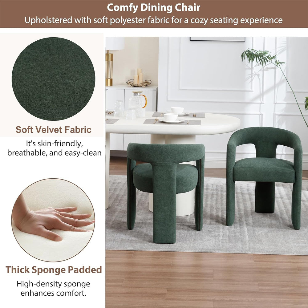 GNIXUU Green Barrel Dining Chair Set of 4, Modern Boucle Upholstered Dining R...