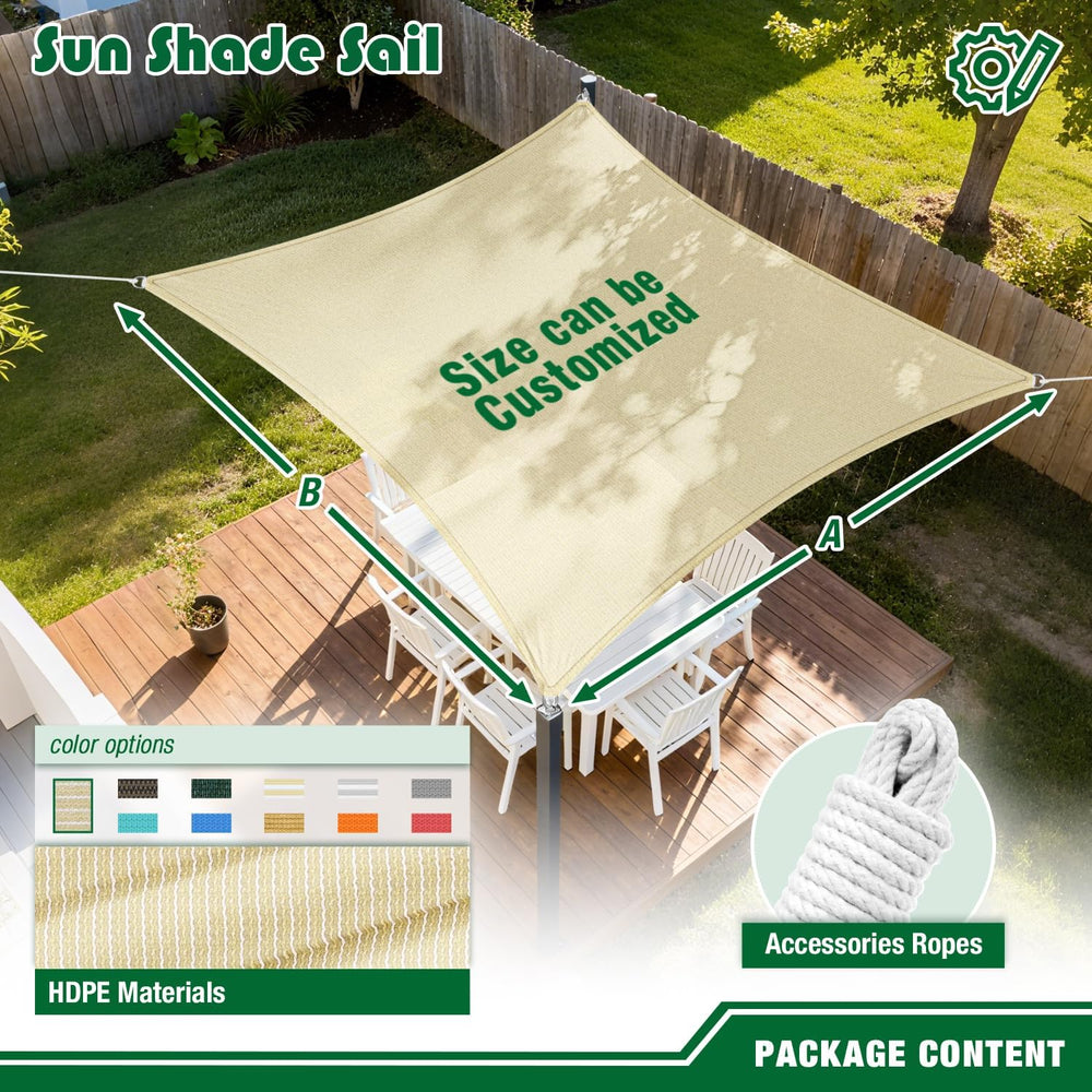 Sun Shade Sails 13'x20' Rectangle Outdoor Sunshade Canopy UV Block Co...