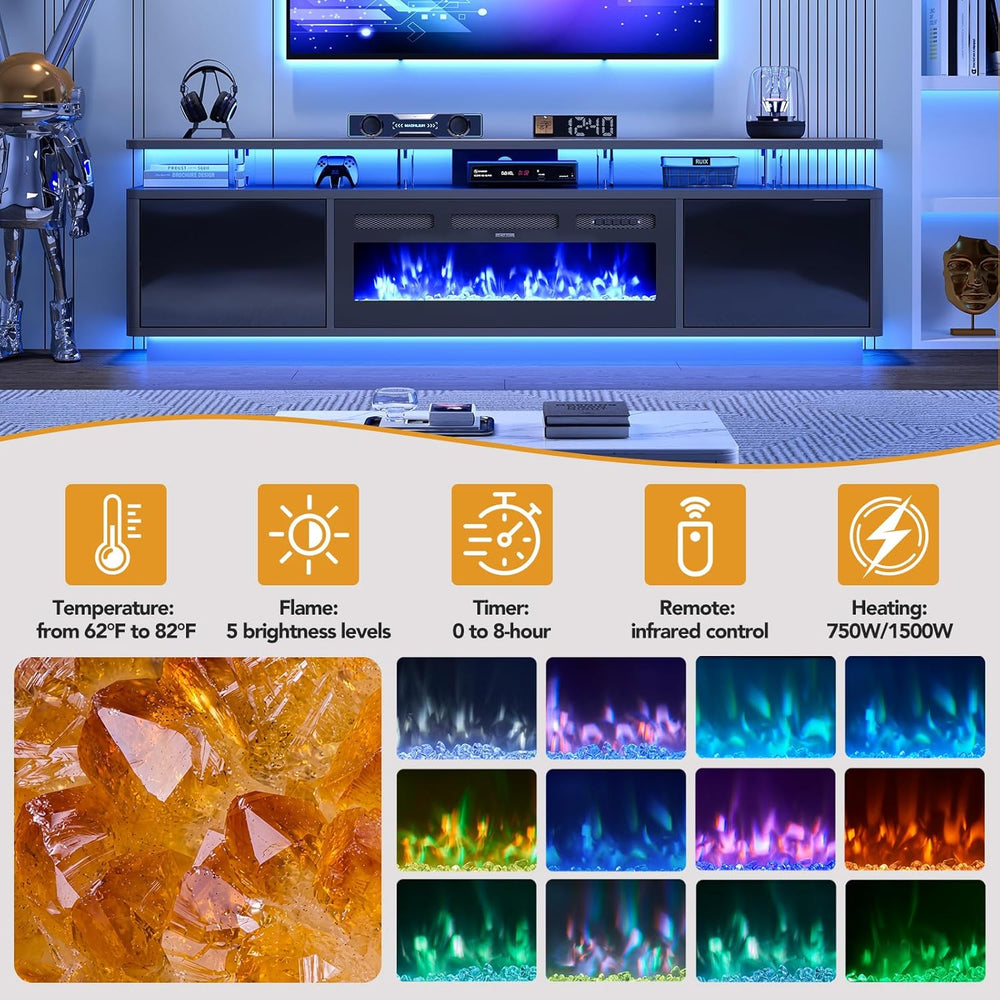 MXV 80" Fireplace TV Stand for TVs Up to 90", 36" Fireplace wi...