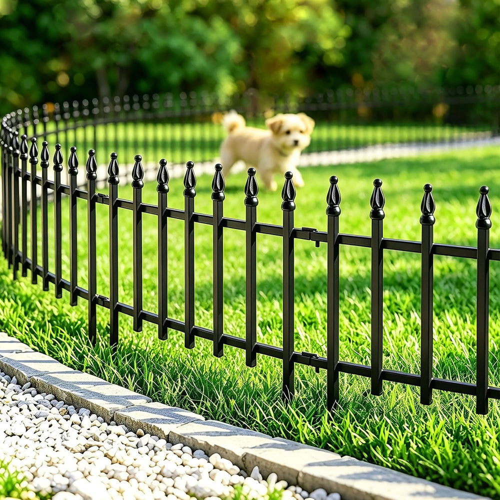 Thealyn 18" H x 22" W Decorative Metal Garden Border Fence, 10 Pane...